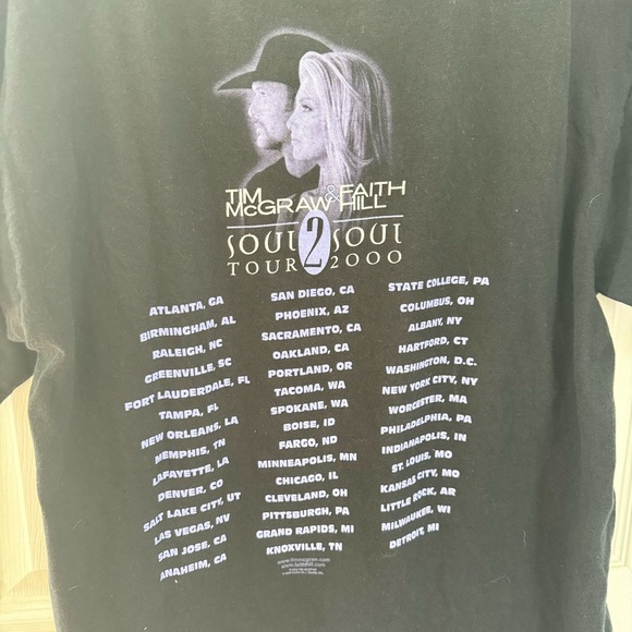 Vintage Tim McGraw and Faith Hill Soul 2 Soul 2000 Tour T-shirt LARGE - Picture 3 of 5